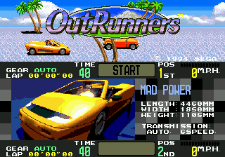 OutRunners (USA) Title Screen